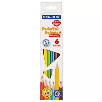 набор цветных карандашей BRAUBERG Premium 6цв