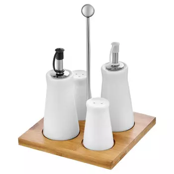 набор для специй WALMER Bamboo 5 предметов на подставке фарфор, бамбук