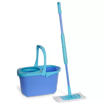 набор для уборки SPONTEX Express System+: ведро 7л с отжимом + поломой 130см микрофибра, пластик