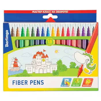 набор фломастеров 18цв BERLINGO Замки смываемые