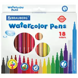 набор фломастеров 18цв BRAUBERG Premium круглые смываемые