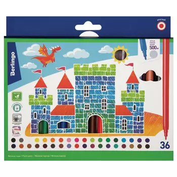 набор фломастеров 36цв BERLINGO Замки смываемые