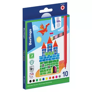 набор фломастеров Berlingo Замки 10цв смываемые картон