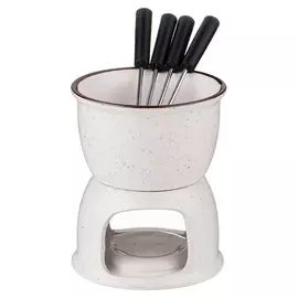 набор фондю LEFARD Сosmos белый: чаша 270мл, 4 вилочки, подставка керамика