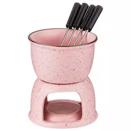 набор фондю LEFARD Сosmos розовый: чаша 270мл, 4 вилочки, подставка керамика