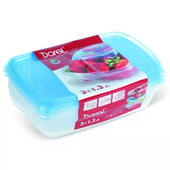 набор контейнеров DAREL PLASTIC Трио 3шт 1,3л прямоугольные пластик микс цвета