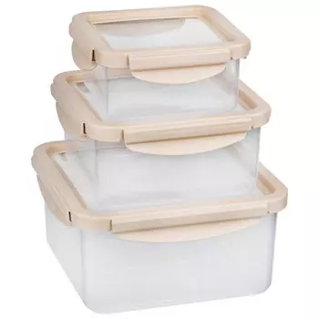 набор контейнеров MALLONY Unico 3шт 2,2л, 1,2л, 0,55л квадратный с эластичной крышкой пластик, силик