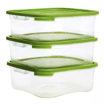 набор контейнеров ПОЛИМЕРБЫТ Каскад 3шт. 0,7л квадратные пластик микс цвета