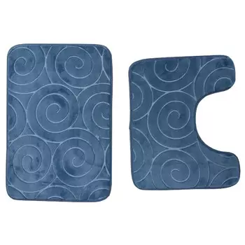 набор ковриков DASCH Fresh Спирали для ванной 40х60см и для туалета 40х50см синий