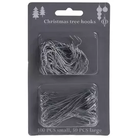 набор крючков для ёлочных украшений 100/50шт 4,5/7см металл серебро в асс-те