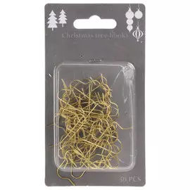 набор крючков для ёлочных украшений 50шт 4,5см металл золотой