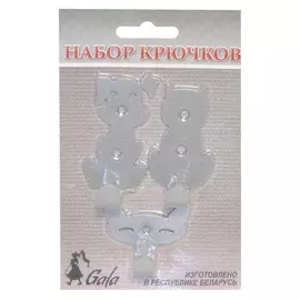 набор крючков ЖИВОТНЫЕ 3крючка 130х44х60мм серебряный металл