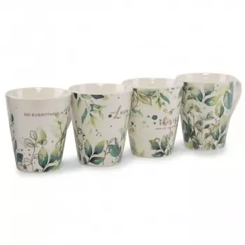 набор кружек DOMENIK Green leafs 4шт 300мл фарфор