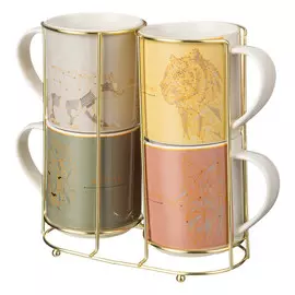 набор кружек LEFARD Graphics 4шт. 350мл на металлической подставке фарфор