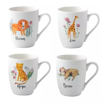 набор кружек TODELIA Животные 340мл костяной фарфор 4 шт