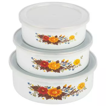 набор мисок MALLONY Familia 3шт 14/16/18см 0,6/0,85/1,25л сталь, пластик