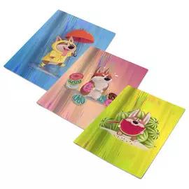 набор обложек для тетрадей 3шт 70мкм Животные голография в асс-те