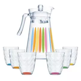 набор питьевой LUMINARC Diamond rainbow 7 предметов: кувшин 1,3л + 6 стаканов 310мл стекло