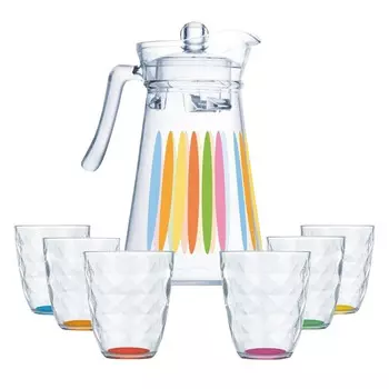 набор питьевой LUMINARC Diamond rainbow 7 предметов: кувшин 1,3л + 6 стаканов 310мл стекло