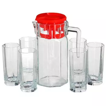 набор питьевой PASABAHCE Kosem 7 предметов: кувшин 1,2л + 6 стаканов 264мл стекло