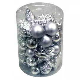 набор подвесок Ассорти 40шт 3см пластик серебро