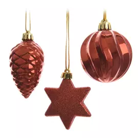 набор подвесок Новогодний 3шт 6см пластик тёмно-оранжевый