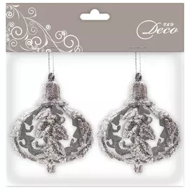 набор подвесок Резной фонарик 2шт 9,5см пластик шампань