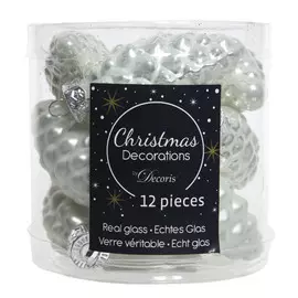 набор подвесок Шишки 12шт 6см стекло белый
