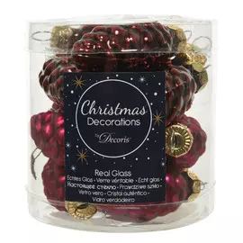 набор подвесок Шишки 12шт 6см стекло бордовый