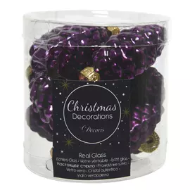 набор подвесок Шишки 12шт 6см стекло сливовый
