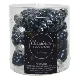 набор подвесок Шишки 12шт 6см стекло тёмно-сапфировый