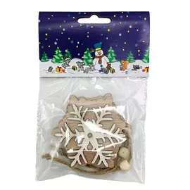 набор подвесок Снежинки 2шт 7см дерево в асс-те