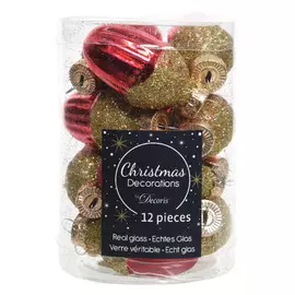 набор подвесок Жёлуди 12шт 4см стекло красный