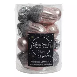 набор подвесок Жёлуди 12шт 4см стекло розовый