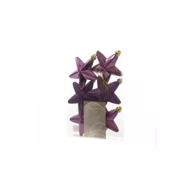 набор подвесок Звезды 6шт 7,5см пластик фиолетовый