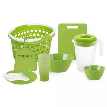 набор посуды ПОЛИМЕРБЫТ Summer time 4/25 10,5л в корзинке