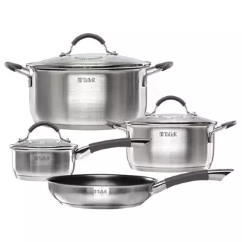 набор посуды TALLER Lira 7 предметов: 1,3/2,8/4,7л 16/20/24см нержавеющая сталь, индукция