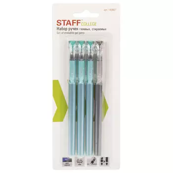 набор ручек гелевых STAFF College EGP-664 0,35мм 4шт стираемые в асс-те