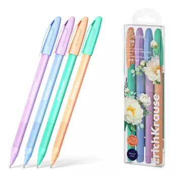 набор ручек шариковых ErichKrause U-108 Stick Pastel Bloom 1,0мм Ultra Glide Technology 4шт синий