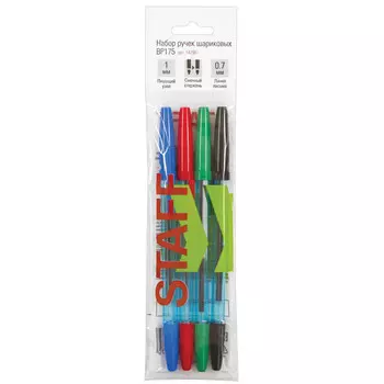 набор ручек шариковых STAFF Basic BP-175 0,7мм 4шт в асс-те