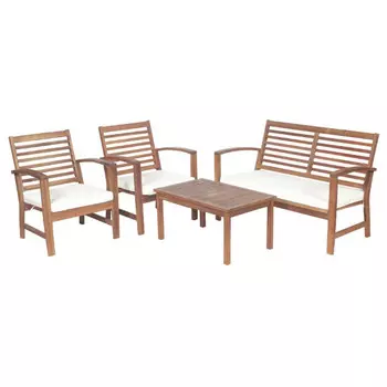 Набор садовой мебели акация 4 предмета белые подушки