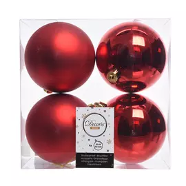 набор шаров 100мм 4шт пластик красный