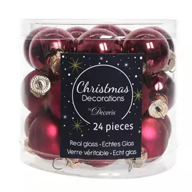 набор шаров 25мм 24шт стекло бордо