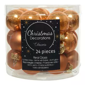 набор шаров 25мм 24шт стекло янтарный