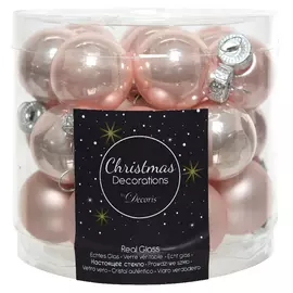 набор шаров 25мм 24шт стекло розовый