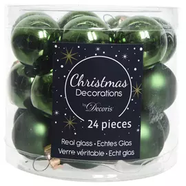 набор шаров 25мм 24шт стекло сосново-зелёный