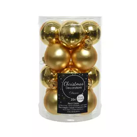 набор шаров 35мм 16шт стекло золото