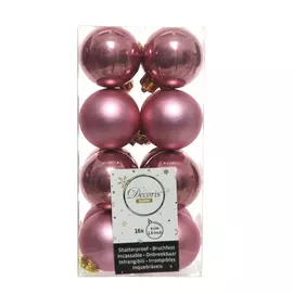 набор шаров 40мм 16шт пластик розовый бархат