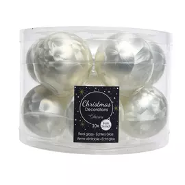 набор шаров 60мм 10шт стекло белый снежный