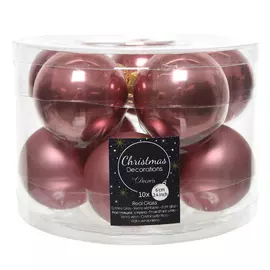 набор шаров 60мм 10шт стекло розовый бархат